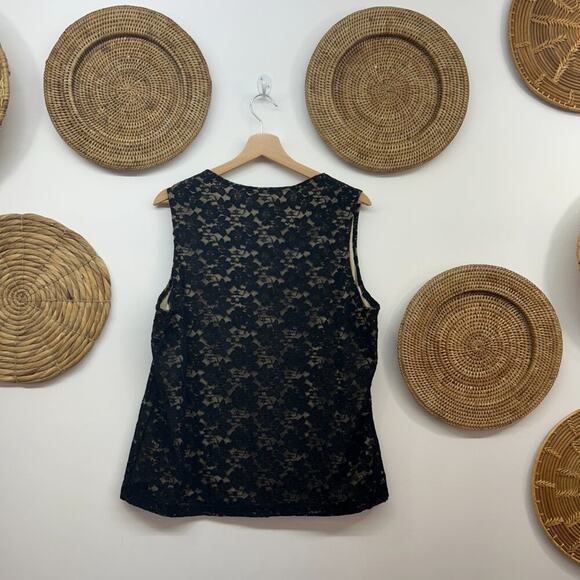 Vintage Y2K 2000s Fashion Bug Black Lace Square Neck Tank Top Plus Size - Picture 3 of 7